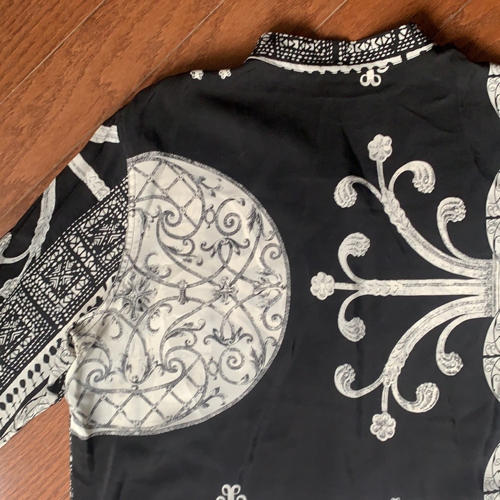 Stonebridge Vintage Silk Longline Asian Inspired Button Down Top Size Medium - Picture 8 of 10